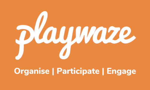 Playwaze Organise. Participate. Engage. Logo White 3